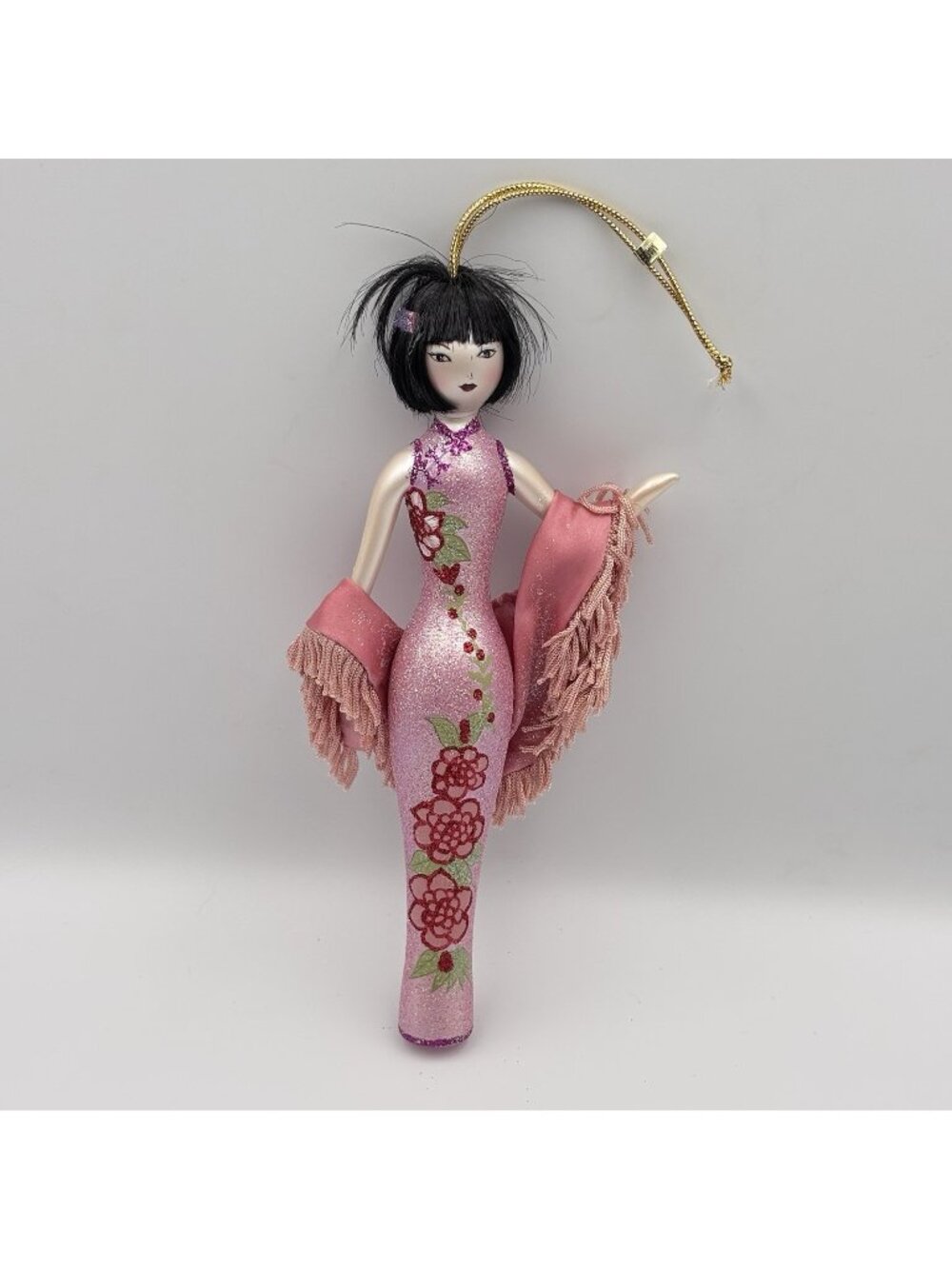 Soffieria de Carlini Lady Elegance Japanese Woman Pink Glass Christmas Ornament